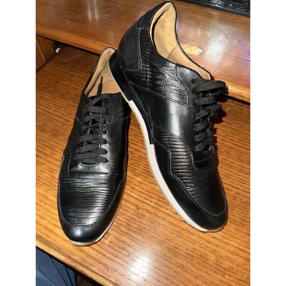 Paul Fredrick Mens Black Leather Office Shoes Sz 9.5 Lace Up Comfy EUC main image 5